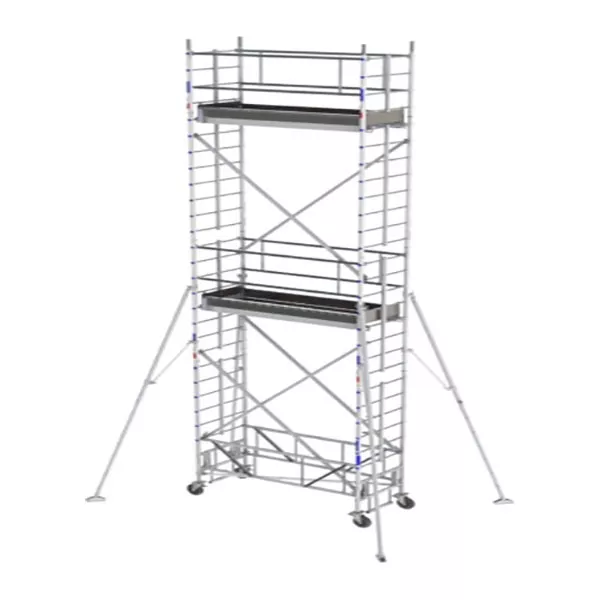 Echafaudage roulant alu - Longueur 2.40m - Embase simple - Hauteur de travail max 14.30m