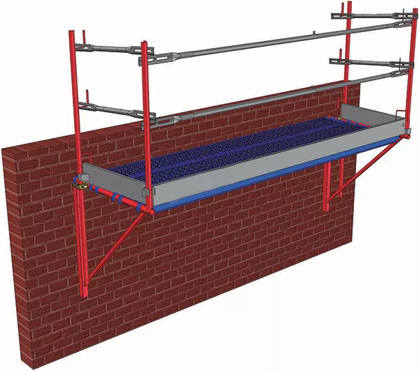 Kit console d'échafaudage suspendu - Structure avec plancher et garde-corps frontal et latéral
