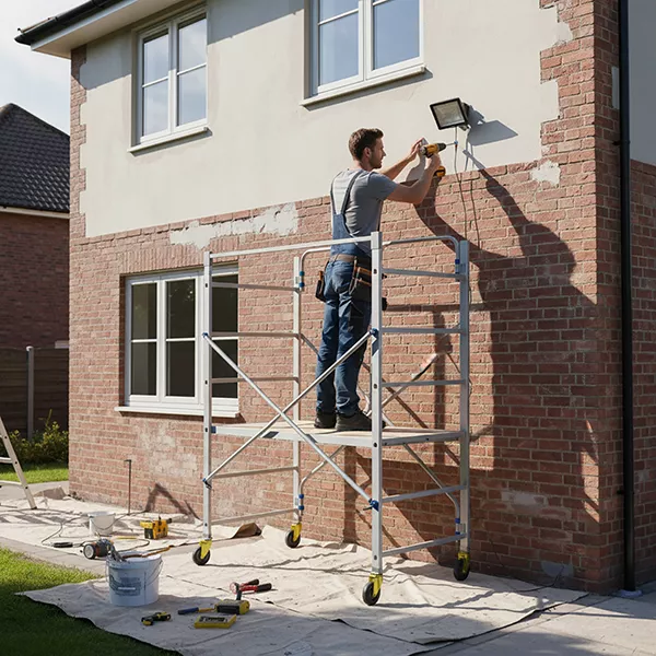 Echafaudage roulant 2 plateaux - Embase pliante - Hauteur de travail max. 2.87m