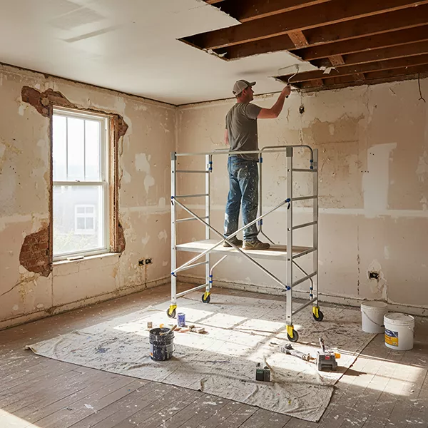 Echafaudage roulant 2 plateaux - Embase pliante - Hauteur de travail max. 2.87m